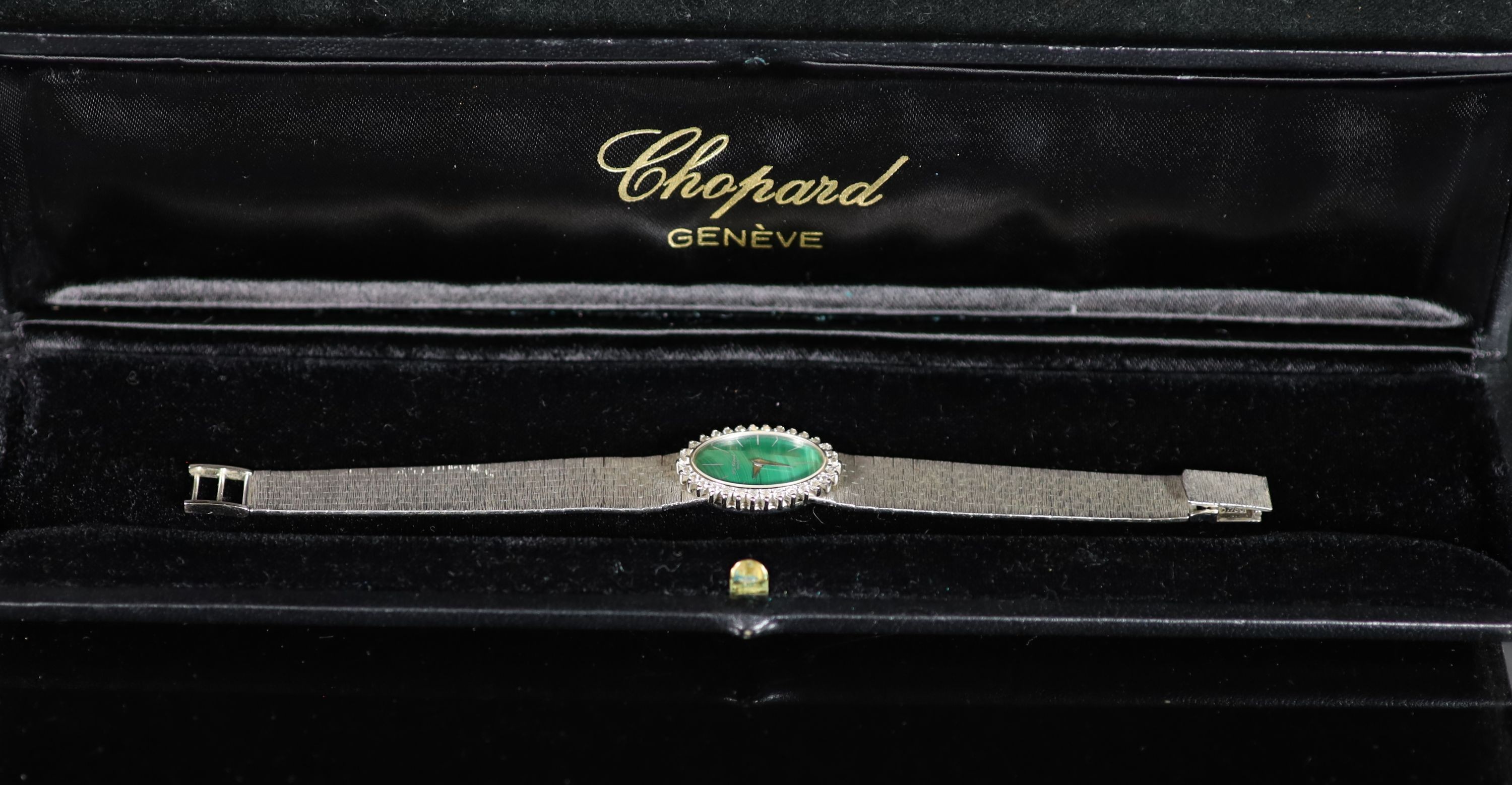 A lady's Chopard 18ct white gold manual wind wrist watch,